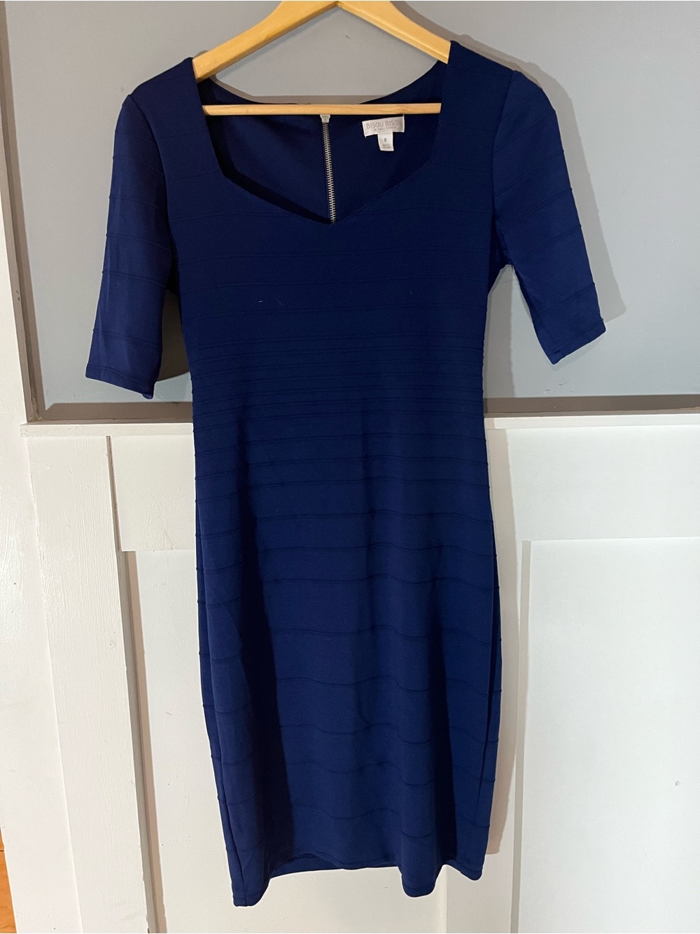 Bisou Bisou Navy Bandage-Style Scoop Neck Dress